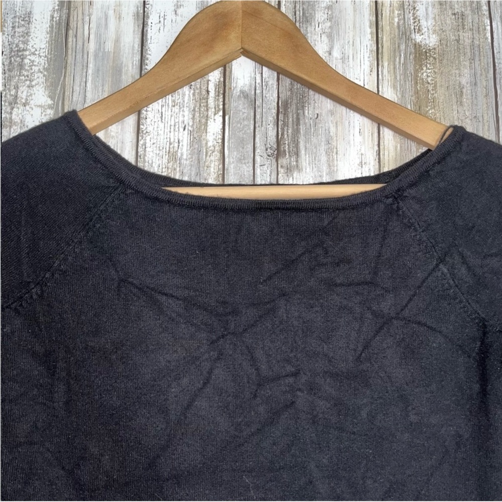 White House Black Market Black Tiered Sleeve Blouse - Picture 3 of 4